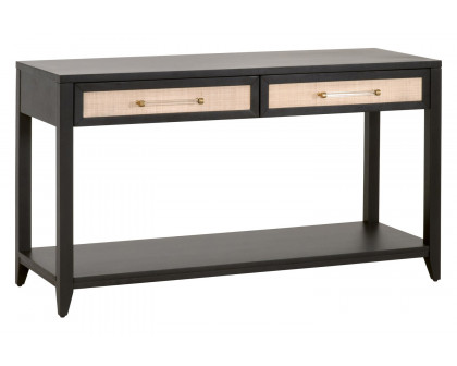 Essentials Traditions Holland 2-Drawer Console Table - Brushed Black Natural Rattan