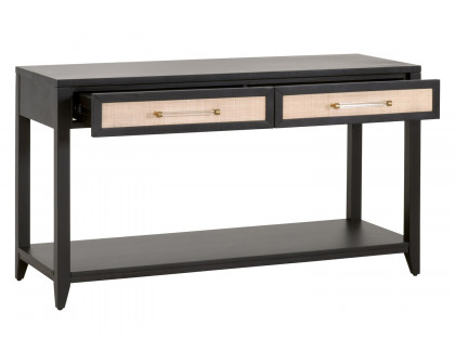 Essentials Traditions Holland 2-Drawer Console Table - Brushed Black Natural Rattan