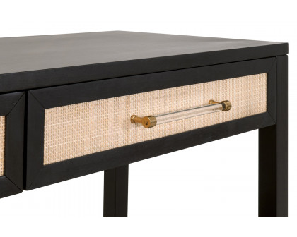 Essentials Traditions Holland 2-Drawer Console Table - Brushed Black Natural Rattan