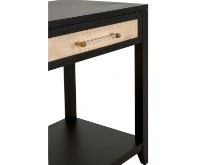 Essentials Traditions Holland 2-Drawer Console Table - Brushed Black Natural Rattan