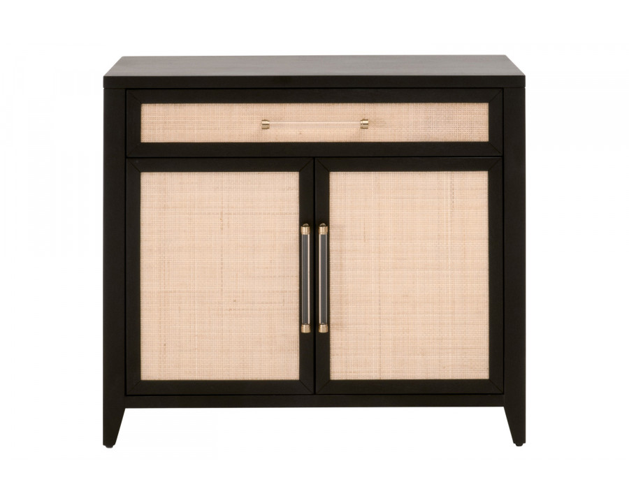 Essentials Holland Media Chest - Brushed Black Natural Rattan