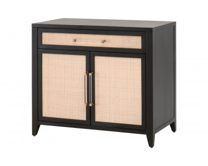 Essentials Holland Media Chest - Brushed Black Natural Rattan