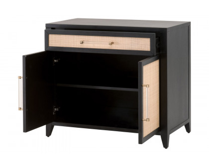 Essentials Holland Media Chest - Brushed Black Natural Rattan