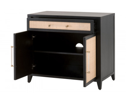 Essentials Holland Media Chest - Brushed Black Natural Rattan