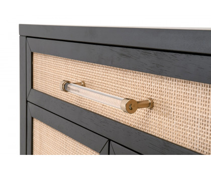 Essentials Holland Media Chest - Brushed Black Natural Rattan