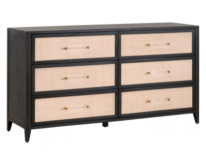 Essentials Traditions Holland 6-Drawer Double Dresser - Brushed Black Natural Rattan