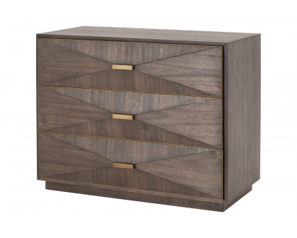 Essentials Traditions Wynn 3-Drawer Nightstand - Burnished Brown, Brushed Gold