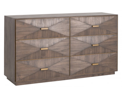 Essentials Traditions Wynn 6-Drawer Double Dresser - Burnished Brown, Brushed Gold