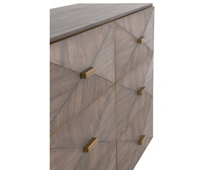 Essentials Traditions Wynn 6-Drawer Double Dresser - Burnished Brown, Brushed Gold