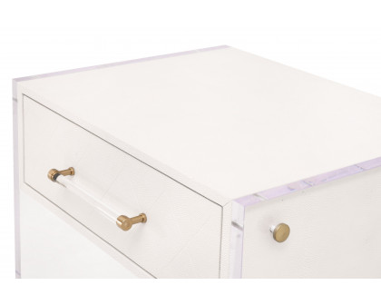 Essentials - Sonia 1-Drawer Nightstand in Pearl Shagreen, Lucite, Brushed Brass