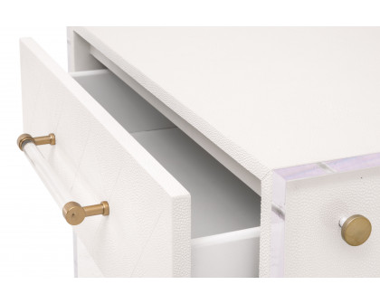 Essentials - Sonia 1-Drawer Nightstand in Pearl Shagreen, Lucite, Brushed Brass