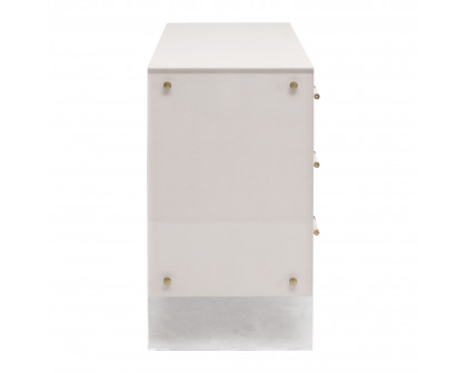 Essentials - Sonia 6-Drawer Double Dresser in Pearl Shagreen, Lucite, Brushed Brass