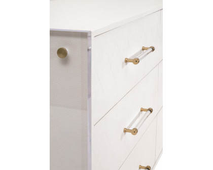 Essentials - Sonia 6-Drawer Double Dresser in Pearl Shagreen, Lucite, Brushed Brass