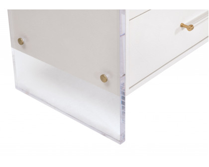 Essentials - Sonia 6-Drawer Double Dresser in Pearl Shagreen, Lucite, Brushed Brass