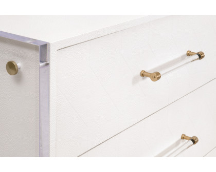 Essentials - Sonia 6-Drawer Double Dresser in Pearl Shagreen, Lucite, Brushed Brass