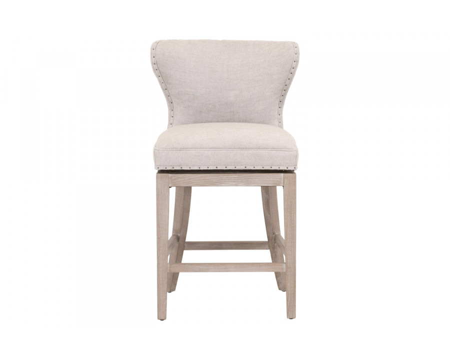 Essentials Milton Swivel Counter Stool - Bisque French Linen Natural Gray Ash