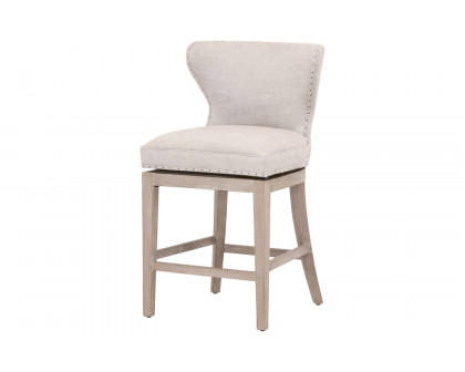 Essentials Milton Swivel Counter Stool - Bisque French Linen Natural Gray Ash