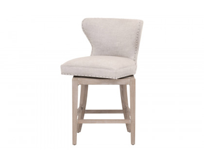 Essentials Milton Swivel Counter Stool - Bisque French Linen Natural Gray Ash