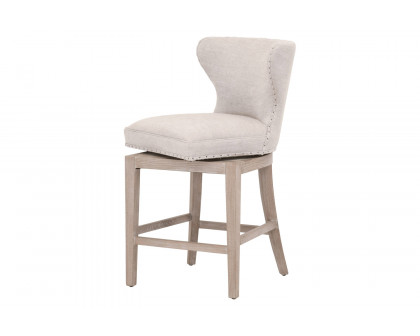 Essentials Milton Swivel Counter Stool - Bisque French Linen Natural Gray Ash