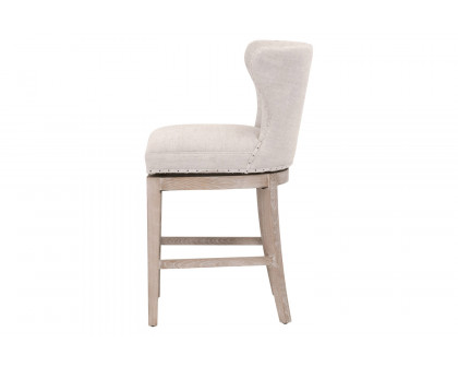 Essentials Milton Swivel Counter Stool - Bisque French Linen Natural Gray Ash