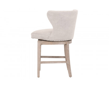 Essentials Milton Swivel Counter Stool - Bisque French Linen Natural Gray Ash