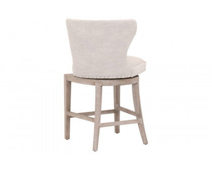 Essentials Milton Swivel Counter Stool - Bisque French Linen Natural Gray Ash