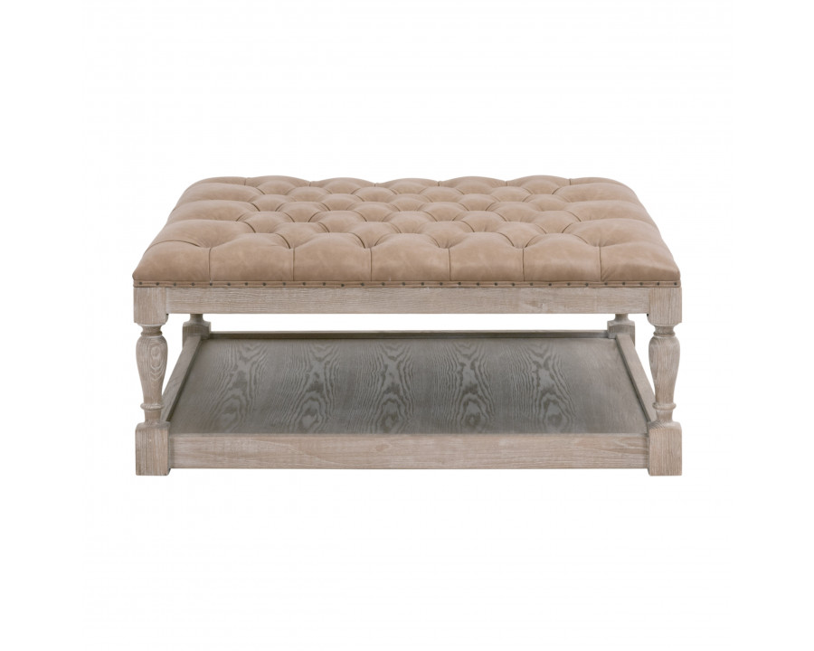 Essentials Townsend Tufted Upholstered Coffee Table - Ivanhoe-Toast, Natural Gray Ash