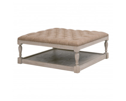 Essentials Townsend Tufted Upholstered Coffee Table - Ivanhoe-Toast, Natural Gray Ash