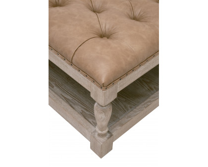 Essentials Townsend Tufted Upholstered Coffee Table - Ivanhoe-Toast, Natural Gray Ash