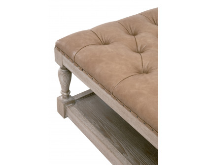 Essentials Townsend Tufted Upholstered Coffee Table - Ivanhoe-Toast, Natural Gray Ash