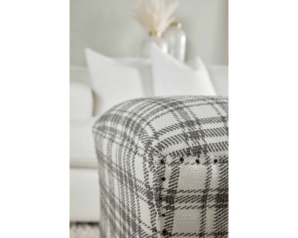 Essentials York Ottoman - Tartan Charcoal