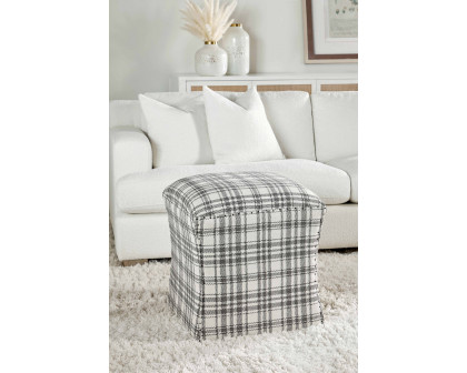 Essentials York Ottoman - Tartan Charcoal