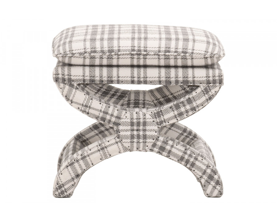 Essentials Gaston Ottoman - Tartan Charcoal