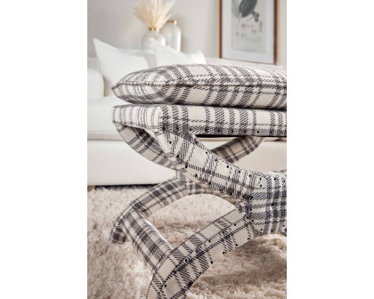 Essentials Gaston Ottoman - Tartan Charcoal