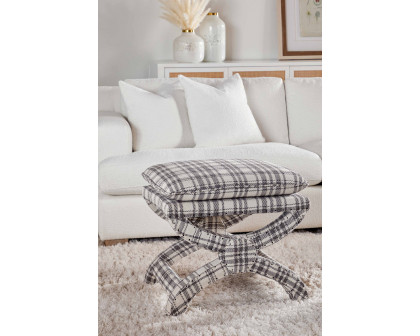 Essentials Gaston Ottoman - Tartan Charcoal