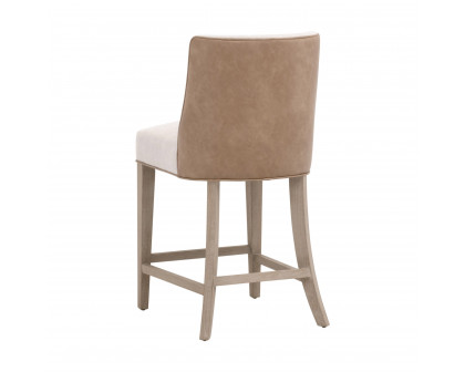 Essentials Duet Counter Stool - Performance Bisque French Linen, Ivanhoe-Toast, Natural Gray Ash