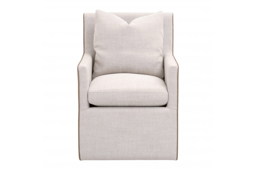 Essentials™ Harmony Arm Chair With Casters - Performance Bisque French Linen, Ivanhoe-Toast