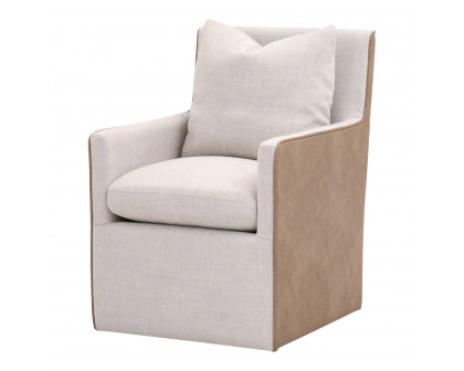 Essentials™ Harmony Arm Chair With Casters - Performance Bisque French Linen, Ivanhoe-Toast