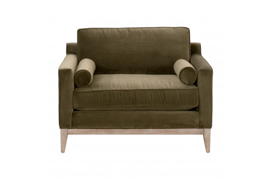 Essentials™ Parker Post Modern Sofa Chair - Olive Velvet, Natural Gray Oak