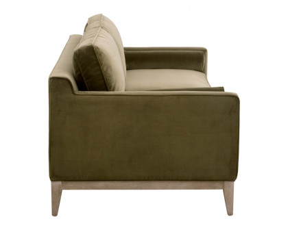 Essentials Parker 86" Post Modern Sofa - Olive Velvet, Natural Gray Oak