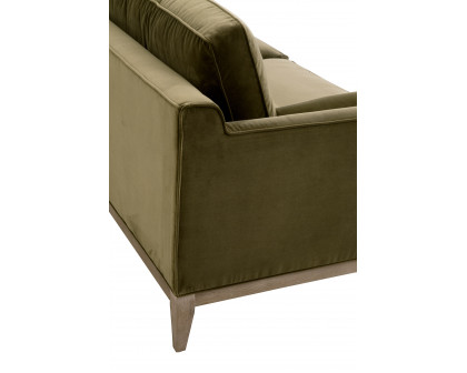 Essentials Parker 86" Post Modern Sofa - Olive Velvet, Natural Gray Oak