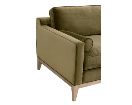 Essentials Parker 86" Post Modern Sofa - Olive Velvet, Natural Gray Oak