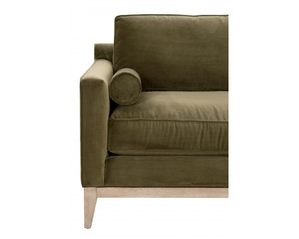 Essentials Parker 86" Post Modern Sofa - Olive Velvet, Natural Gray Oak