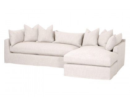 Essentials Haven 110" Lounge Slipcover RF Sectional - Bisque French Linen