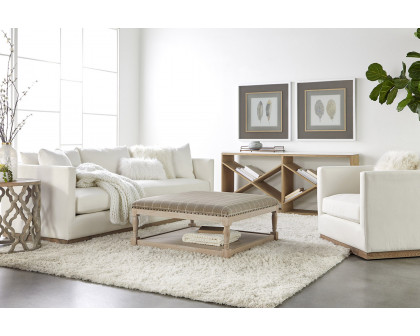 Essentials - Siena 96" Plinth Base Sofa in LiveSmart Machale Ivory