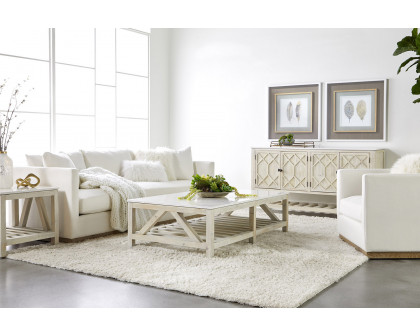 Essentials - Siena 96" Plinth Base Sofa in LiveSmart Machale Ivory