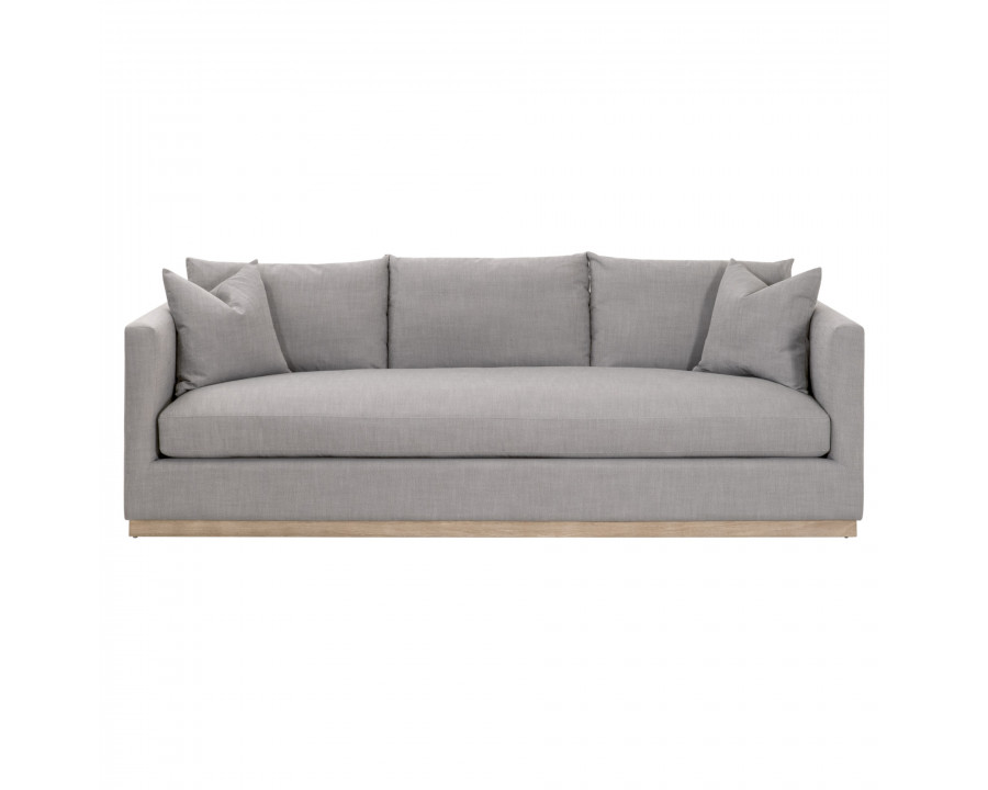 Essentials - Siena Plinth Base Stationary Sofa in Performance Paulston Steel, Natural Gray Oak