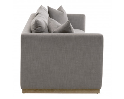 Essentials - Siena Plinth Base Stationary Sofa in Performance Paulston Steel, Natural Gray Oak