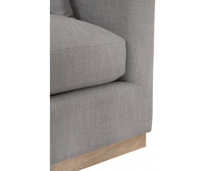 Essentials - Siena Plinth Base Stationary Sofa in Performance Paulston Steel, Natural Gray Oak