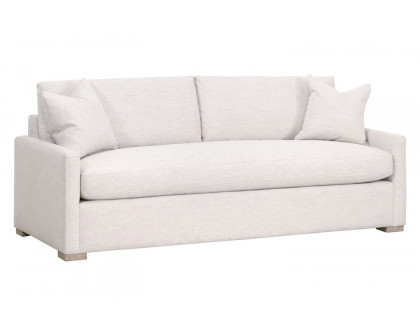 Essentials - Clara 86" Slim Arm Queen Sleeper Sofa in Stone Basketweave Natural Gray